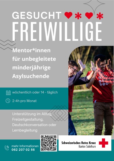Flyer "Gesucht freiwillige Mentoren und Mentorinnen für unbegleitete minderjährige Asylsuchende"